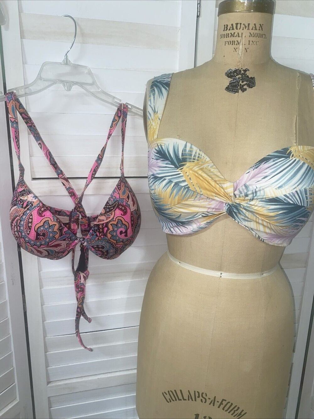 Set Of 2 Shade & Shore Lined Underwire Demi Bikini Bra Tops Push Up 36 DD